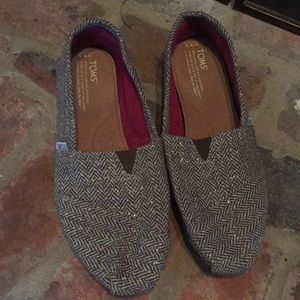 Brand new toms brown and gold glitter